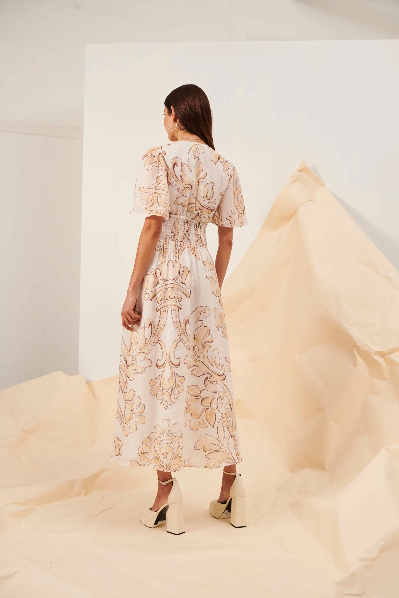 Kate Ford | Arcadia Ruched Dress - Beige - Image 5