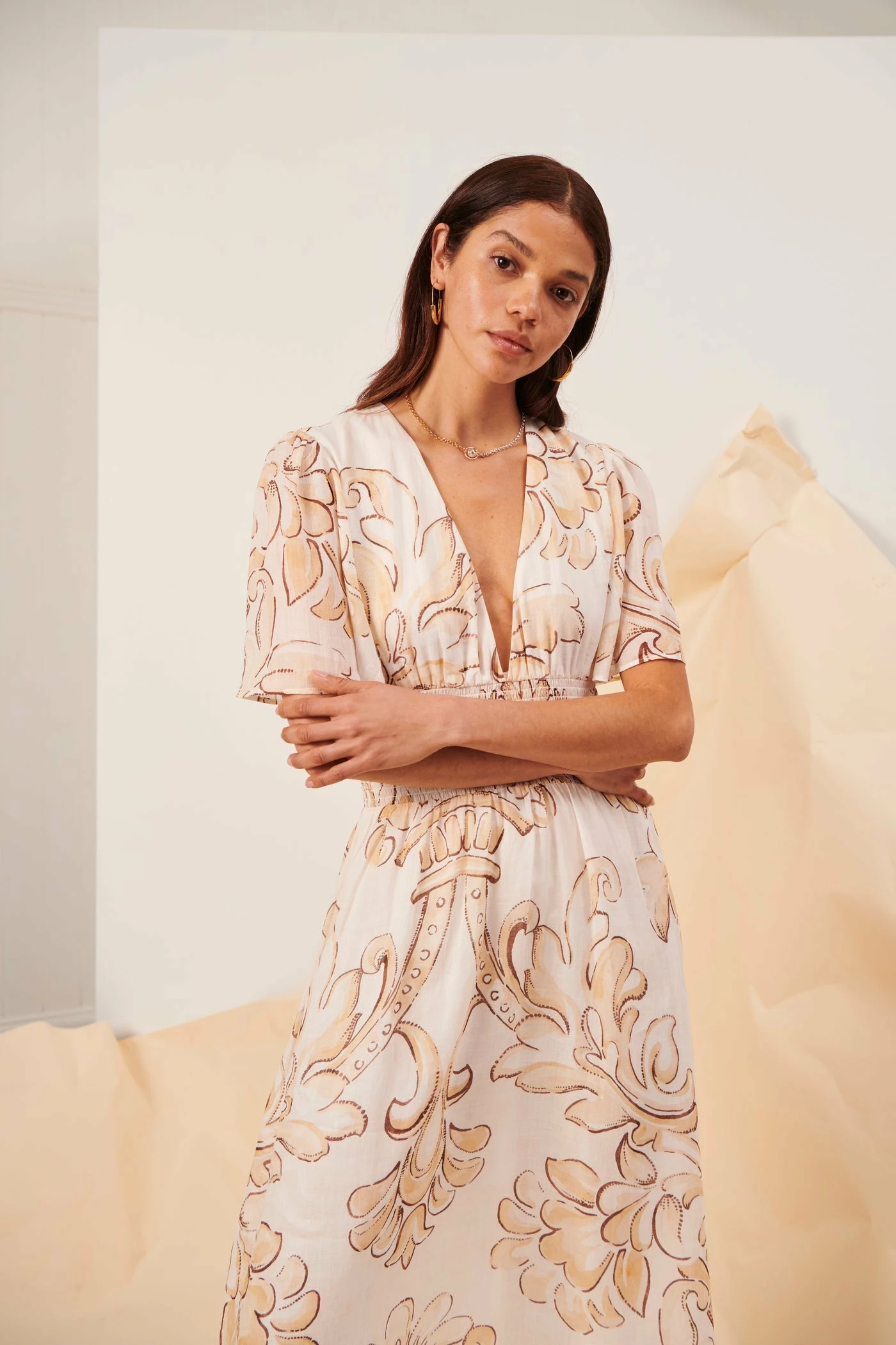 Kate Ford | Arcadia Ruched Dress - Beige - Image 6