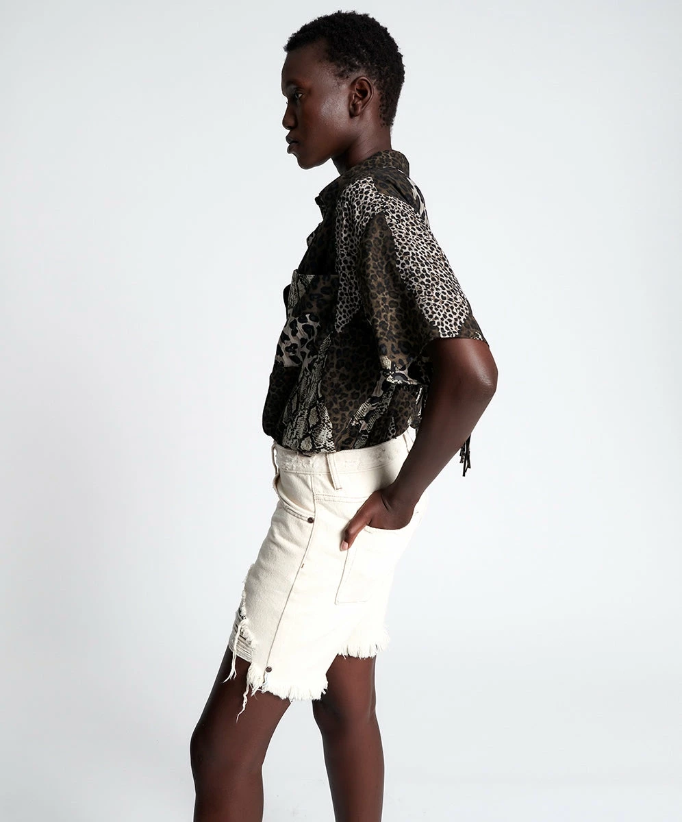 One Teaspoon | Stevies Long Boyfriend Shorts - Natural 3 One Teaspoon | Stevies Long Boyfriend Shorts - Natural - Image 3