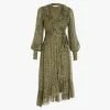 Zimmermann | Lurex Wrap Midi Dress - Khaki