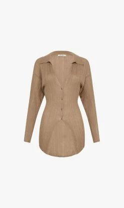 ST AGNI St. Agni | Pleat Knit Shirt - Oak