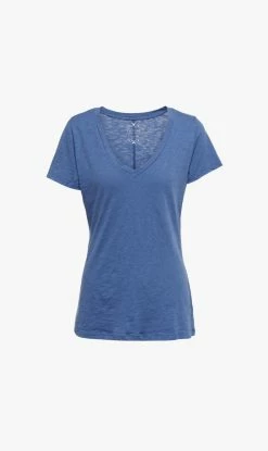 Velvet | Jilian Original Slub V-Neck Tee - Sky