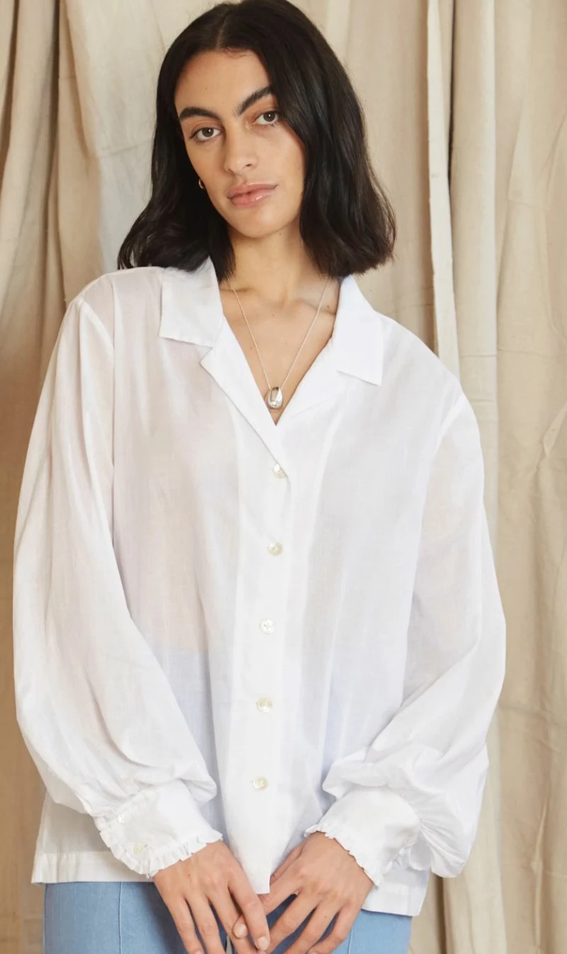 Mahsa | Long Celebration Shirt - Cotton Voile White 1 Mahsa | Long Celebration Shirt - Cotton Voile White