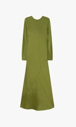 Silk Laundry | Full Sleeve Bias Dress - Calla Green