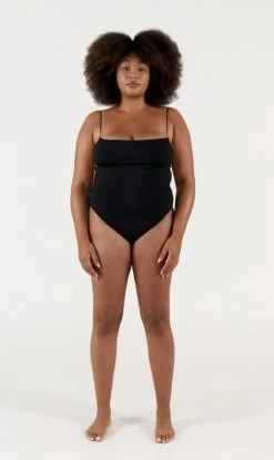 Ziah | Fine Strap One Piece - Black