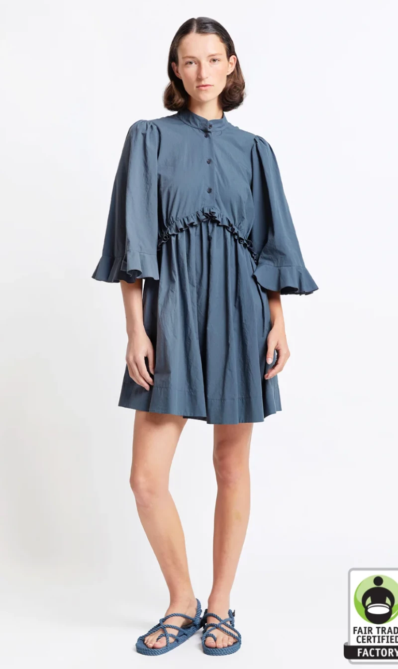 Karen Walker | Organic Cotton Blossom Dress - Asphalt 1 Karen Walker | Organic Cotton Blossom Dress - Asphalt