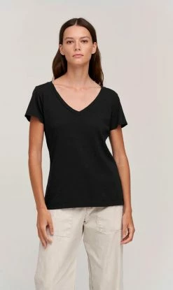 Velvet | Lilith V Neck T-Shirt - Black