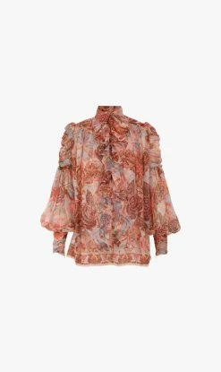 Zimmermann | Kaleidoscope Lantern Blouse - Terracotta