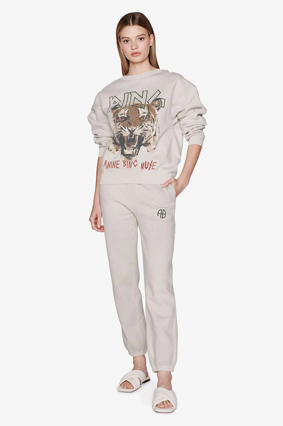 Anine Bing | Tiger Sweatshirt - Stone - Image 2