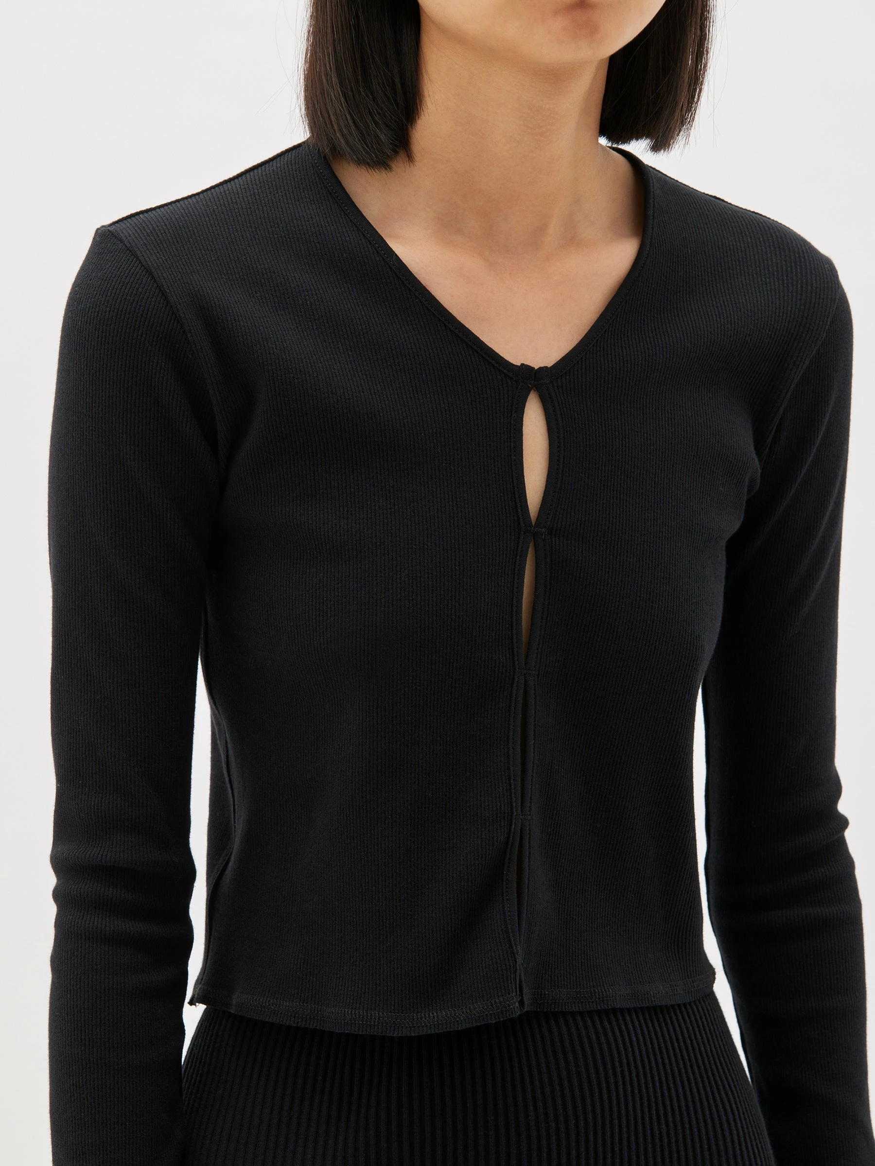 Bassike | Slim Fit Cut Out Detail Top - Black - Image 4