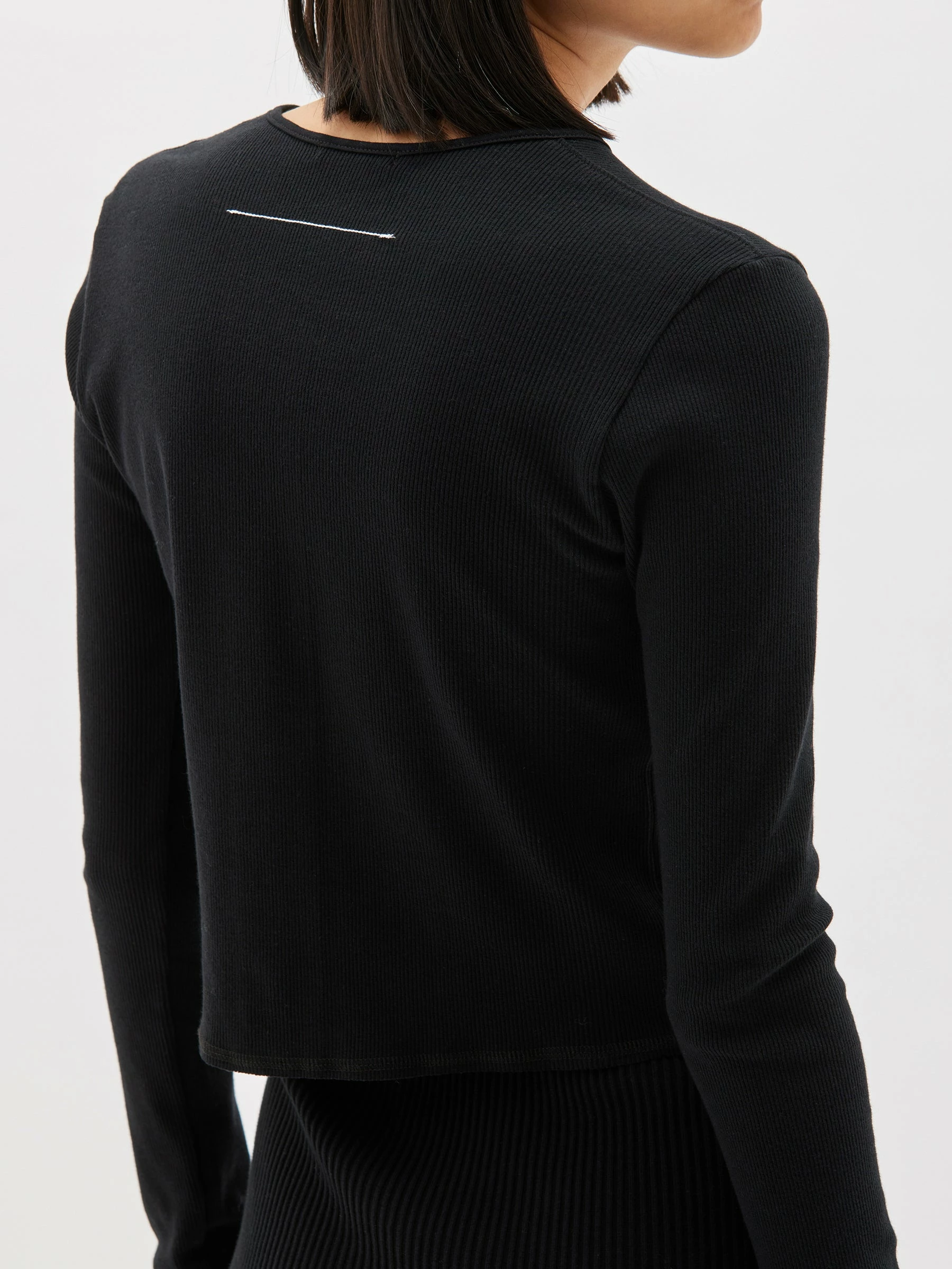 Bassike | Slim Fit Cut Out Detail Top - Black - Image 5