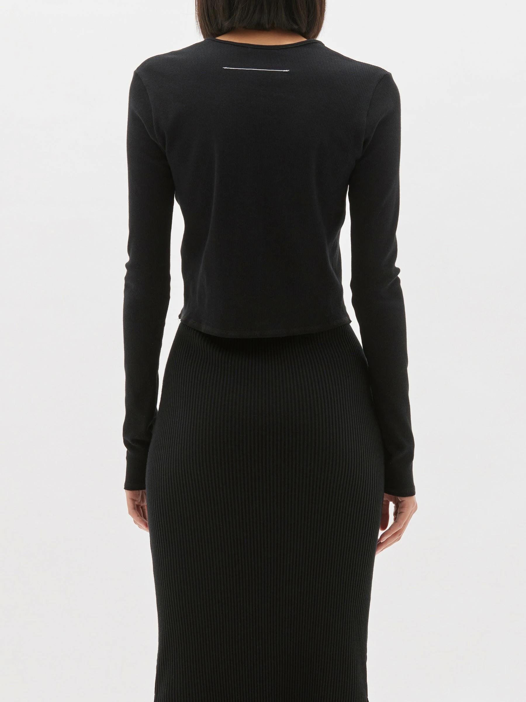 Bassike | Slim Fit Cut Out Detail Top - Black - Image 6