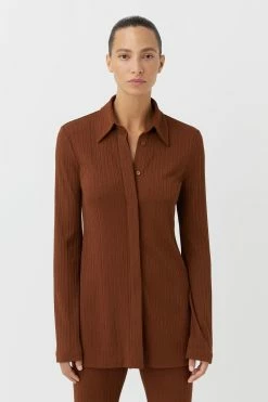 Camilla And Marc | Lumi Long Sleeve Shirt - Walnut -ZIMMERMANN Sales Store C M Camilla and Marc Lumi Long Sleeve textured ribbed Shirt Walnut Brown 5 640x960 2x b9537fae 8d3d 4c52 9744 057244090cf2