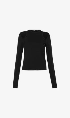 Bassike | Italian Jersey Cut Out Sleeve Top - Black