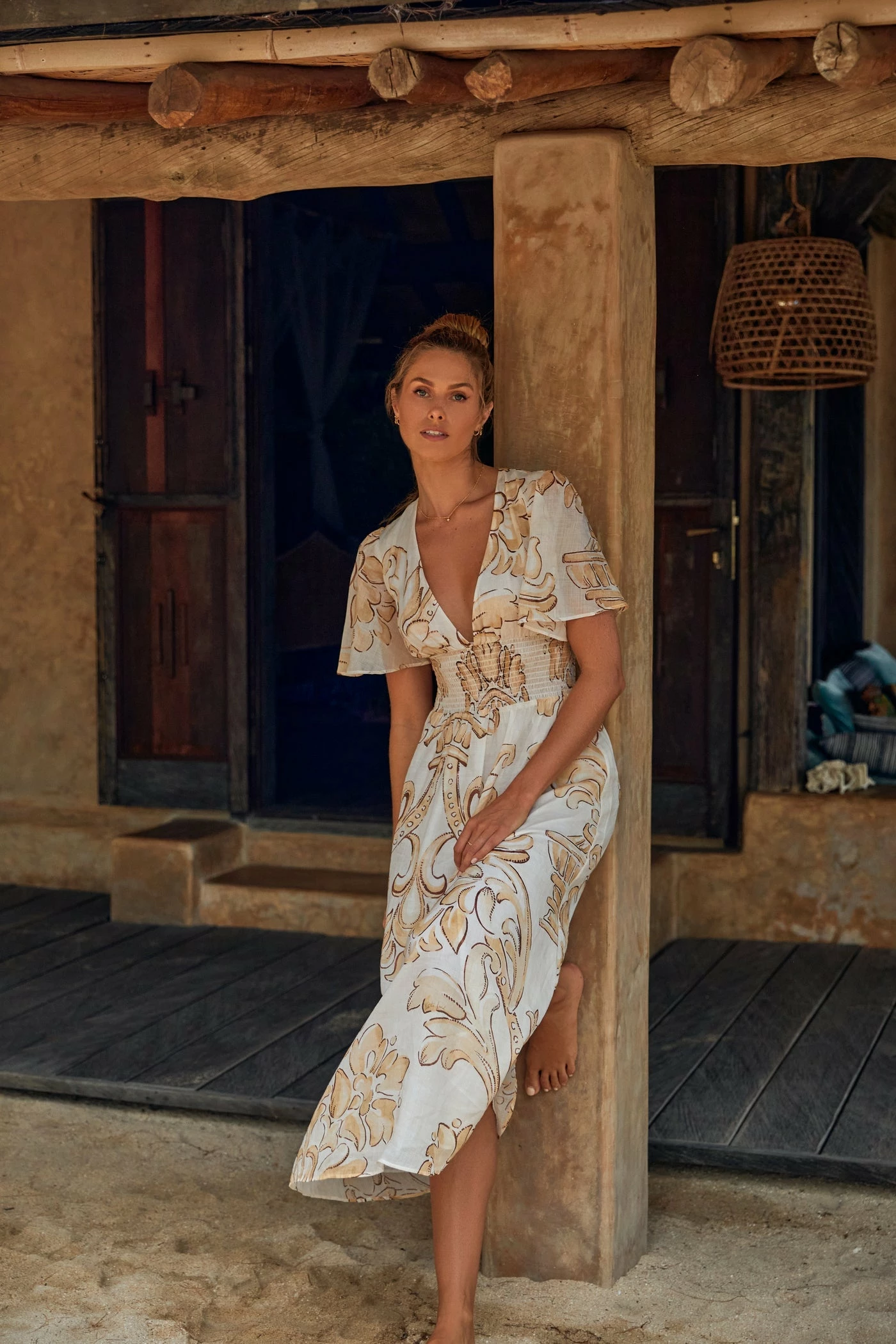 Kate Ford | Arcadia Ruched Dress - Beige - Image 2