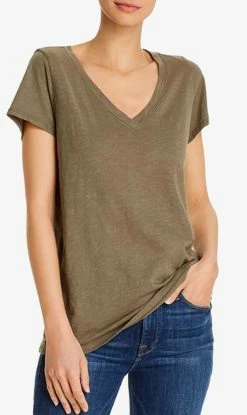 Velvet | Jilian Original Slub V-Neck Tee - Olive