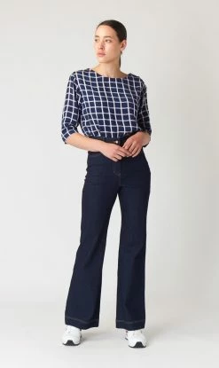 Kate Sylvester | Check Bateau Top - Ink