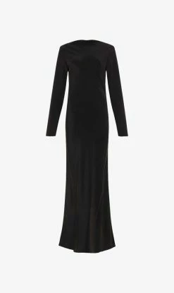 St Agni | Long Sleeve Bias Silk Dress - Black