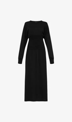 Bassike | Rib Insert Longerline Dress - Black