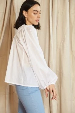 Mahsa | Folk Blouse - Cotton Voile White -ZIMMERMANN Sales Store Mahsa Folk Blouse Cotton Voile White 3 scaled