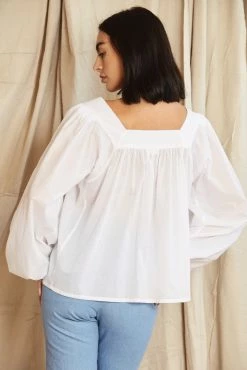 Mahsa | Folk Blouse - Cotton Voile White -ZIMMERMANN Sales Store Mahsa Folk Blouse Cotton Voile White 4 scaled