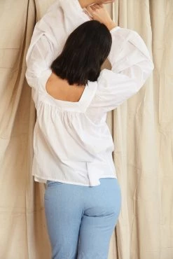 Mahsa | Folk Blouse - Cotton Voile White -ZIMMERMANN Sales Store Mahsa Folk Blouse Cotton Voile White 5 scaled