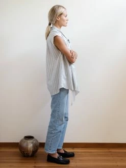 Mahsa | Short Bow Blouse - My Man Stripe -ZIMMERMANN Sales Store Mahsa ShortBowBlouse MyManStripe BlueCamel Side 840x.progressive 038899b9 0d10 41af 8902 bb3619b400c6