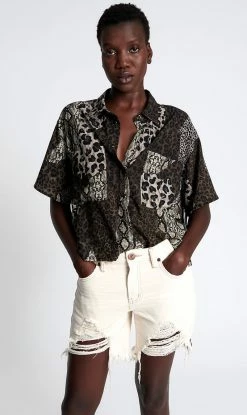 One Teaspoon | Stevies Long Boyfriend Shorts - Natural