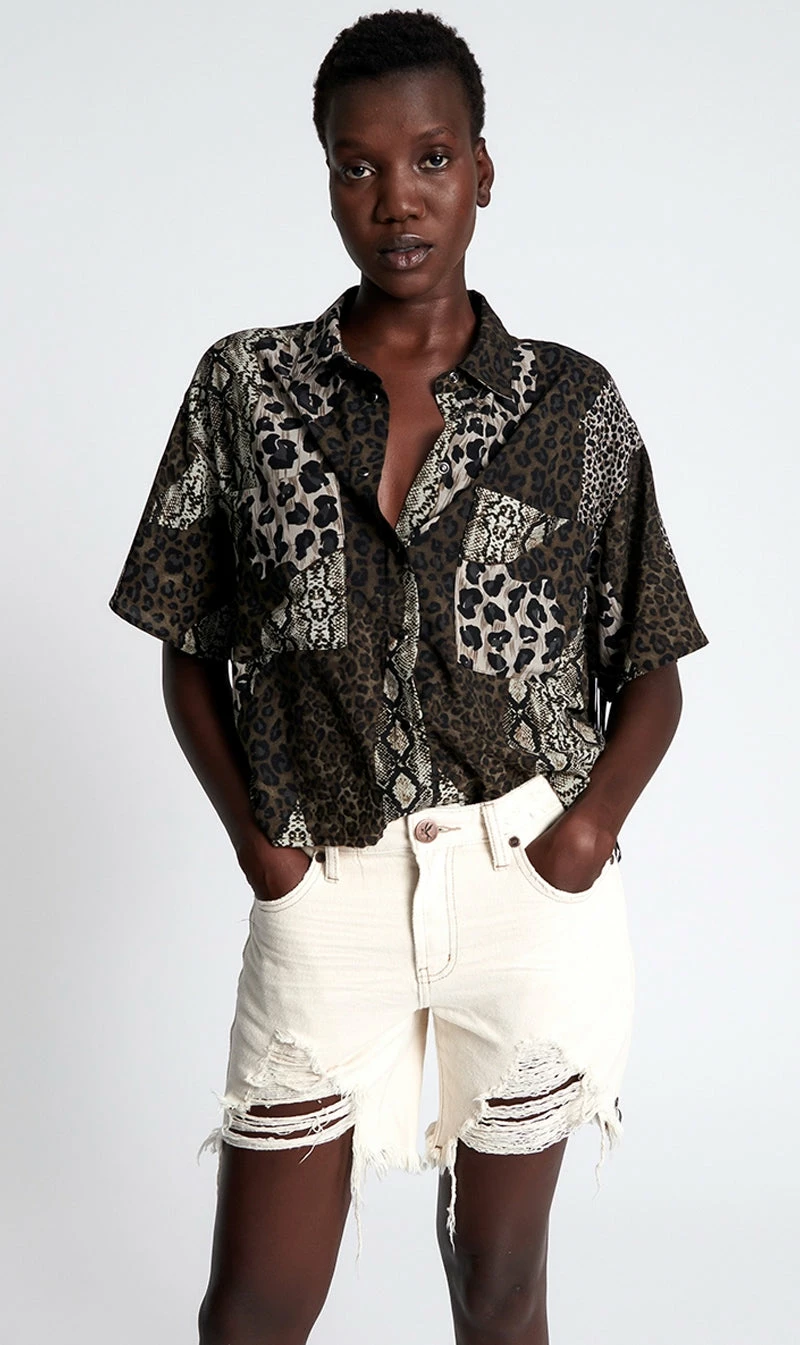 One Teaspoon | Stevies Long Boyfriend Shorts - Natural 1 One Teaspoon | Stevies Long Boyfriend Shorts - Natural