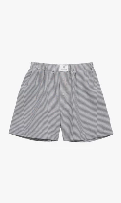 Anine Bing | Liam Boxer Short - Grey And White Stripe