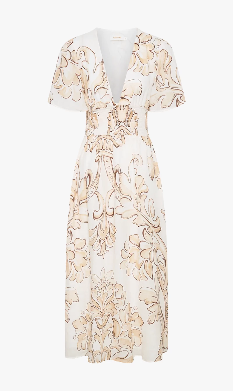 Kate Ford | Arcadia Ruched Dress - Beige