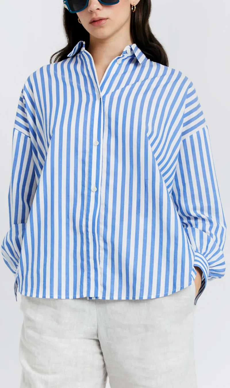 Karen Walker | Berisford Dress Shirt - Sky Stripe