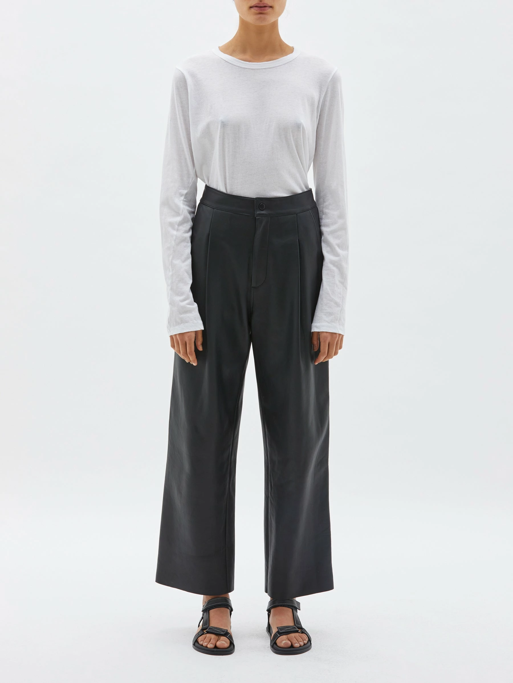 Bassike | Regular Scoop Hem Long Sleeve T.Shirt - White 2 Bassike | Regular Scoop Hem Long Sleeve T.Shirt - White - Image 2