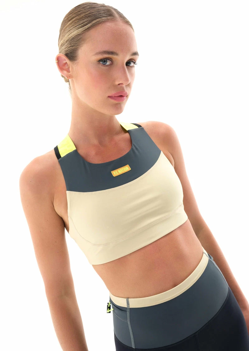 P.E NATION | Transmission Sports Bra - Charcoal - Image 2