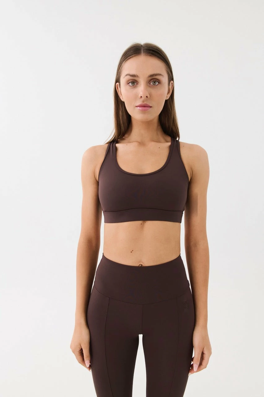 P.E NATION | Rudimental Sports Bra - Coffee Bean - Image 2