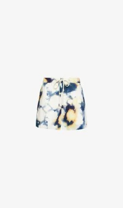 Bassike | Printed Cotton Mini Short - Indigo/Tan