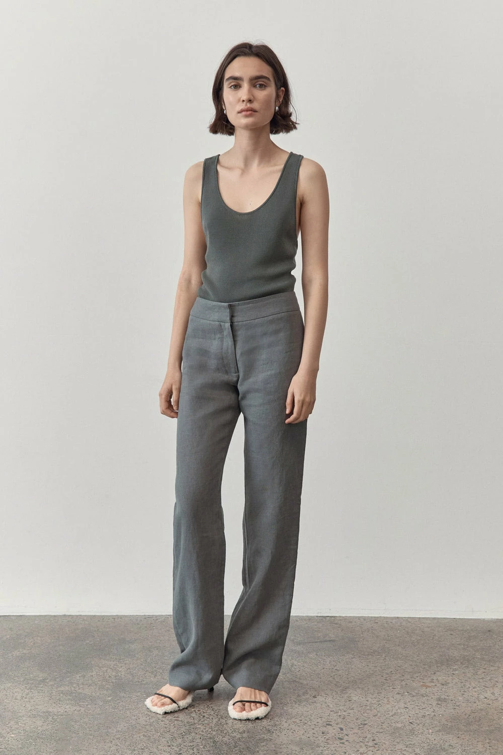 St Agni | Racer Back Knit Top - Castor Grey - Image 2