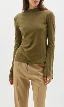 Bassike | Raised Neck Slim LS T.shirt - Caper Green