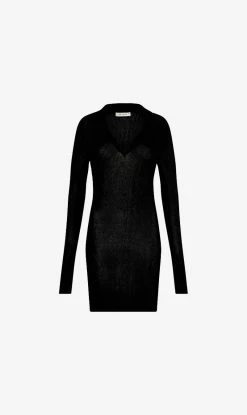 St Agni | Rib Knit Polo Tunic - Black