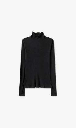 Silk Laundry | Ribbed Turtleneck - Black