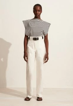 Matteau | Boat Neck Tee - Navy/White 9 Matteau | Boat Neck Tee - Navy/White -ZIMMERMANN Sales Store S20 BRETON BOAT NECK TEE UTILITY TROUSER NAVY WHITE 22526 Matteau D2 1360