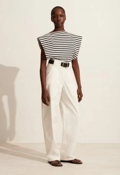 Matteau | Boat Neck Tee - Navy/White 8 Matteau | Boat Neck Tee - Navy/White -ZIMMERMANN Sales Store S20 BRETON BOAT NECK TEE UTILITY TROUSER NAVY WHITE 22526 Matteau D2 1392