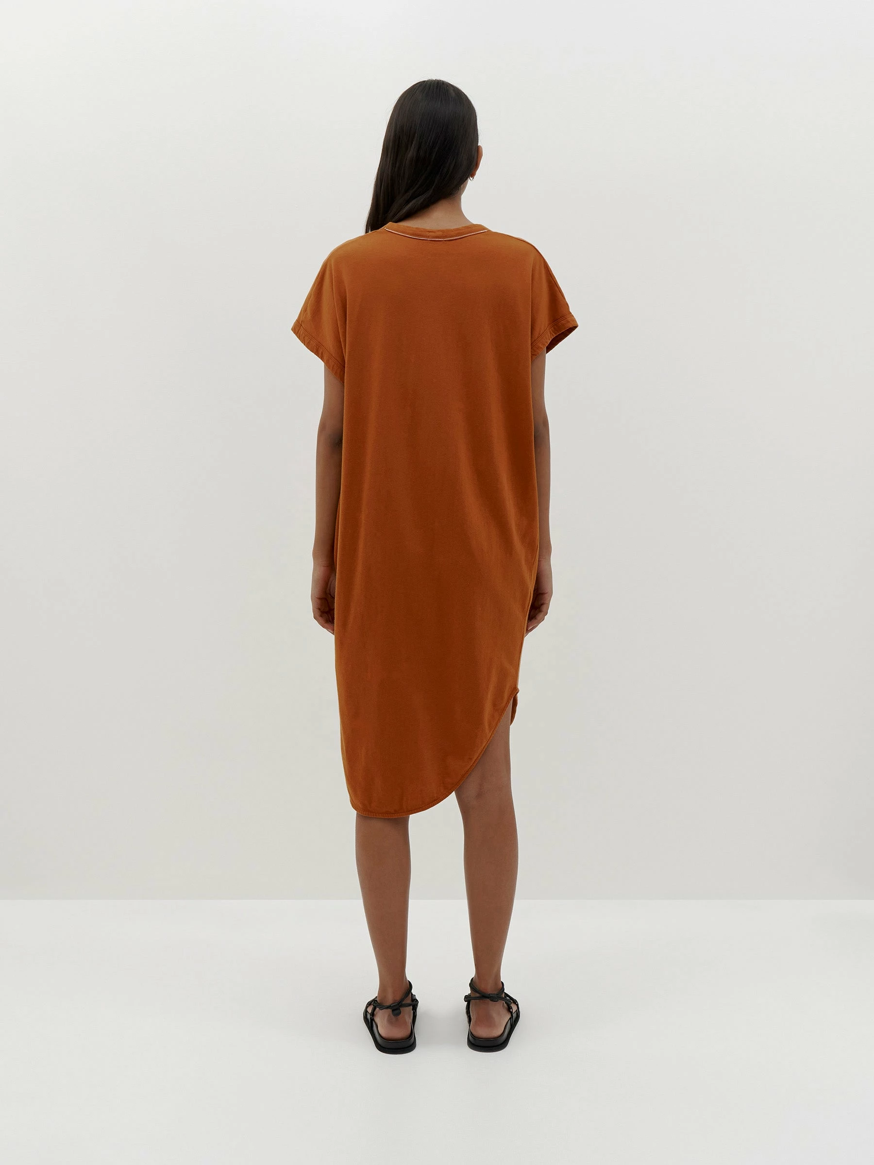 Bassike | Boxy T.Shirt Dress - Orange Rust - Image 2