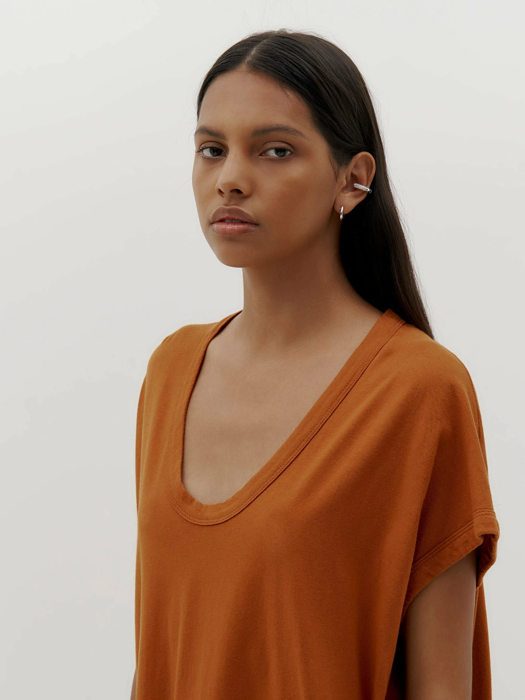 Bassike | Boxy T.Shirt Dress - Orange Rust - Image 6