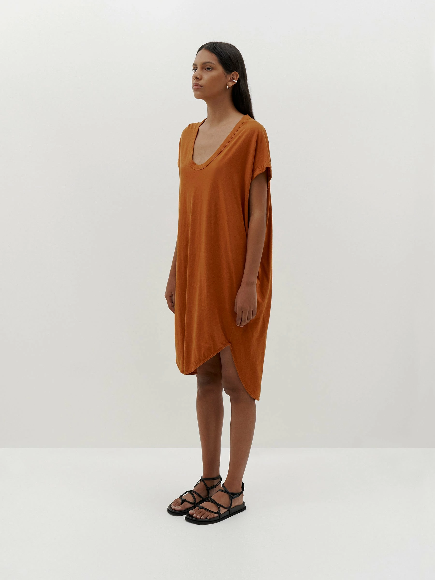 Bassike | Boxy T.Shirt Dress - Orange Rust - Image 3