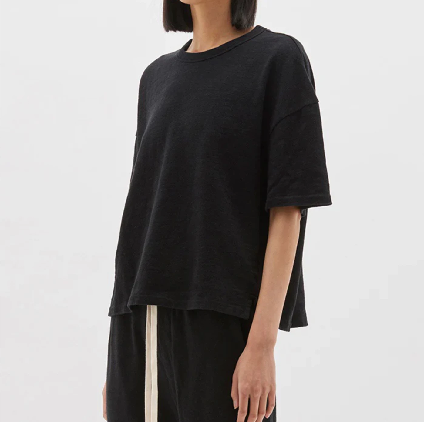 Bassike | Slouch Slub Tshirt - Black 2 Bassike | Slouch Slub Tshirt - Black - Image 2