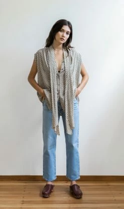 Mahsa | Short Bow Blouse - Paloma Print