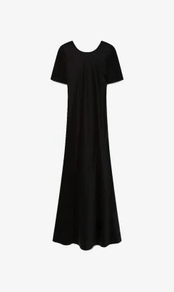 Silk Laundry | Short Sleeve Bias Dress - Black