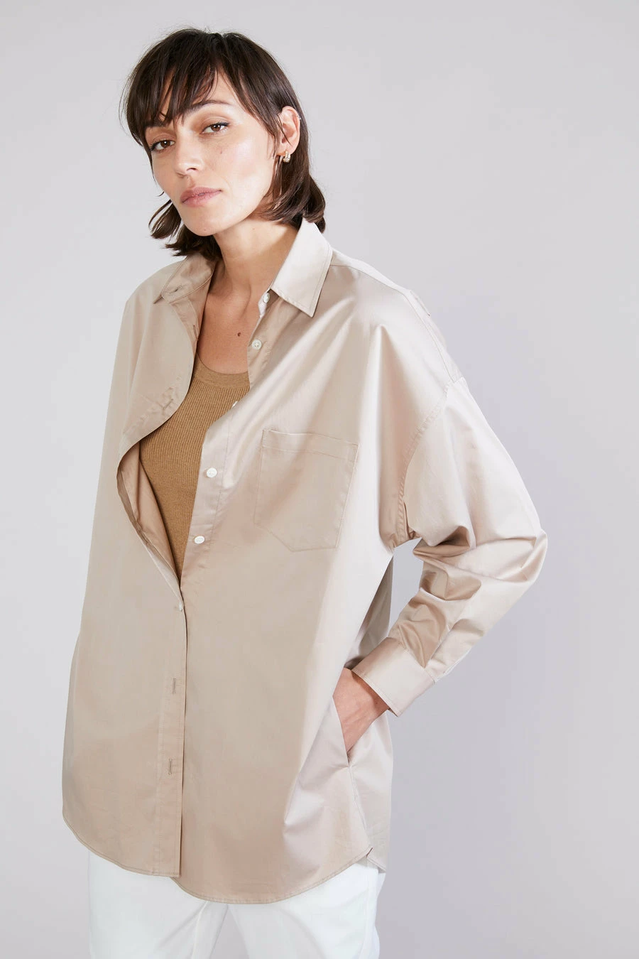 Laing | Oversized Cotton Shirt - Washed Sand - Image 5
