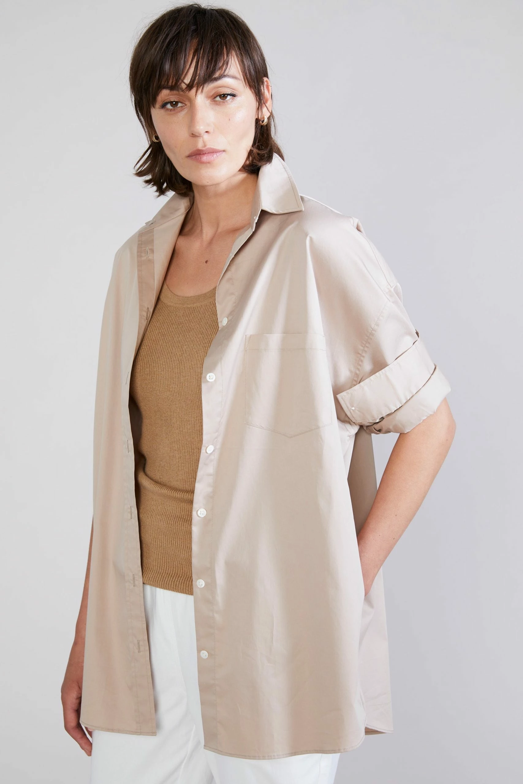 Laing | Oversized Cotton Shirt - Washed Sand - Image 2